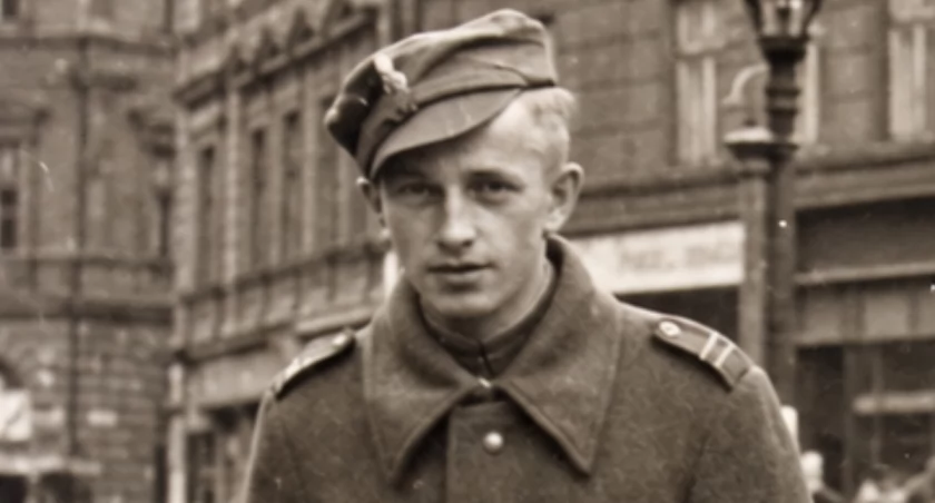 Żytomir Manuszewski na ulicach Bielska-Białej w 1946 roku; fot. archiwum Żytomira Manuszewskiego 