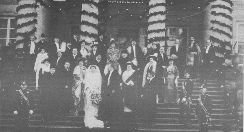 Ślub Marii Skórzewskiej z Adolfem Bnińskim. Lubostroń, 27 stycznia 1914 r.