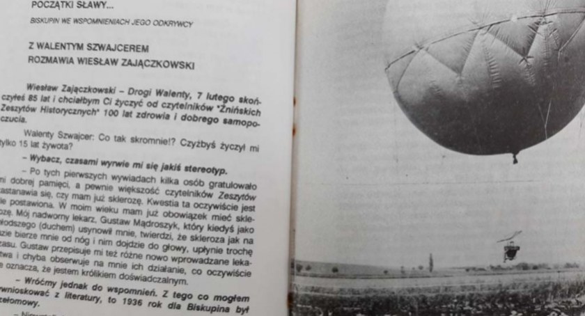 Początek wywiadu-rzeki z Walentym Szwajcerem, jaki Żnińskie Zeszyty Historyczne drukowały w numerach 1/91-9/93