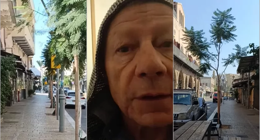 Grzegorz Pleszyński i puste ulice Tel Awiwu fot. Grzegorz Pleszyński