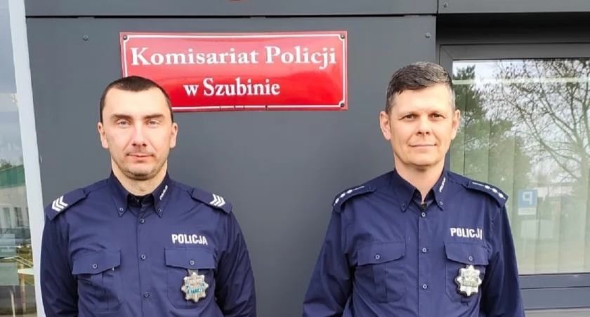 Szubińscy dzielnicowi st. asp. Damian Ziółkowski i sierż. szt. Piotr Mrówczyński fot. KPP w Nakle nad Notecią