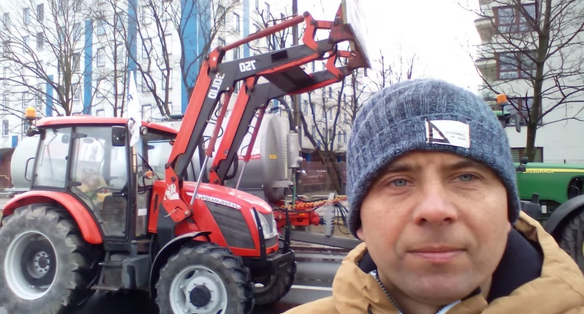Marcin Bereźnicki ze Słębowa podczas protestu rolników dwa lata temu w Warszawie. fot. z archiwum Marcina Bereźnickiego