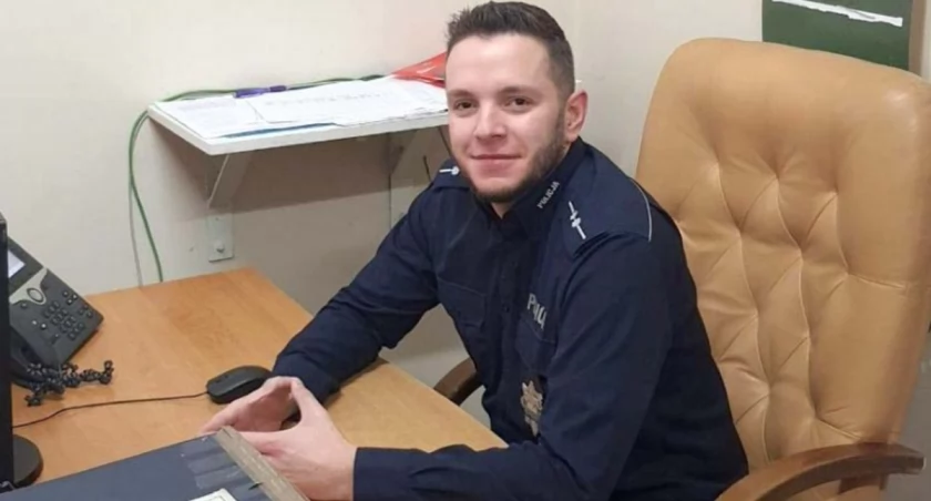 Aspirant Michał Tylak - laureat ogólnopolskiego konkursu pn. Policjant, który mi pomógł fot z archiwum KPP w Żninie