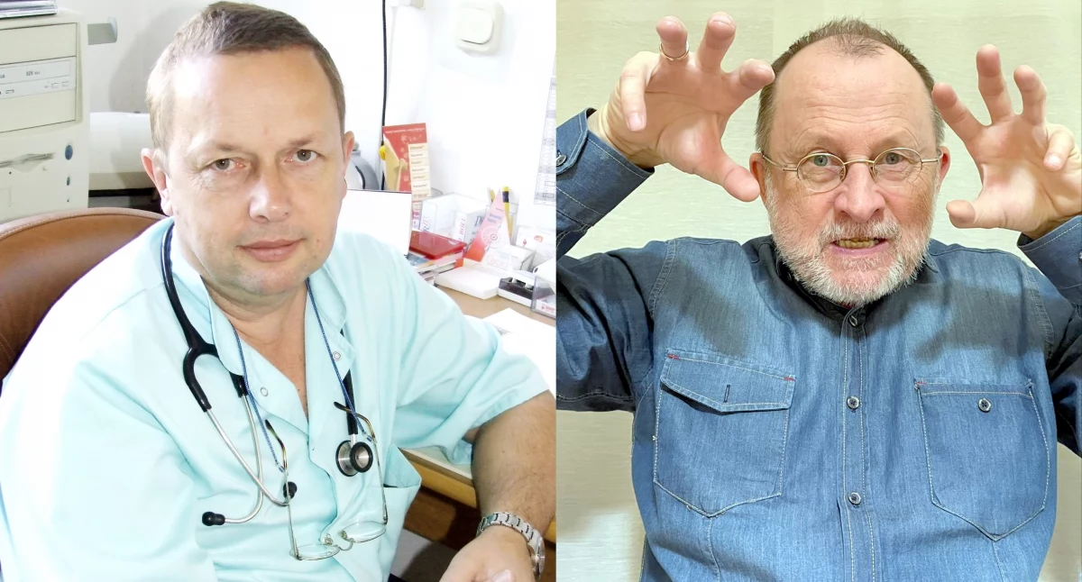 Po lewej - żniński pediatra Tomasz Zwolenkiewicz, po prawej - redaktor Pałuk Dominik Księski 