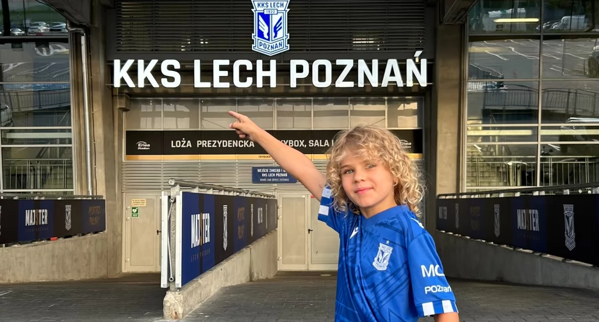 Adam Skibicki na stadionie Lecha fot. archiwum rodzinne Klaudii i Marcina Skibickich