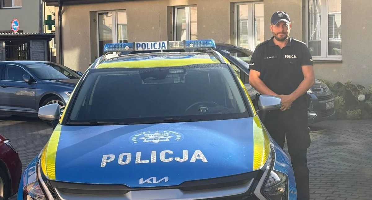 St. asp. Dariusz Sulski wykazal się odwagą, poświęceniem i umiejętnością podejmowania szybkich decyzji podczas pożaru w Nowym Dąbiu fot. KPP w Żninie