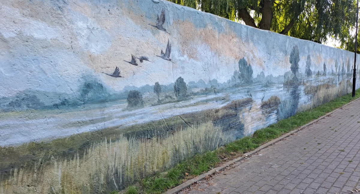 Monika Kokocińska stworzyła nowy mural nad Notecią w Barcinie fot. Karol Gapiński