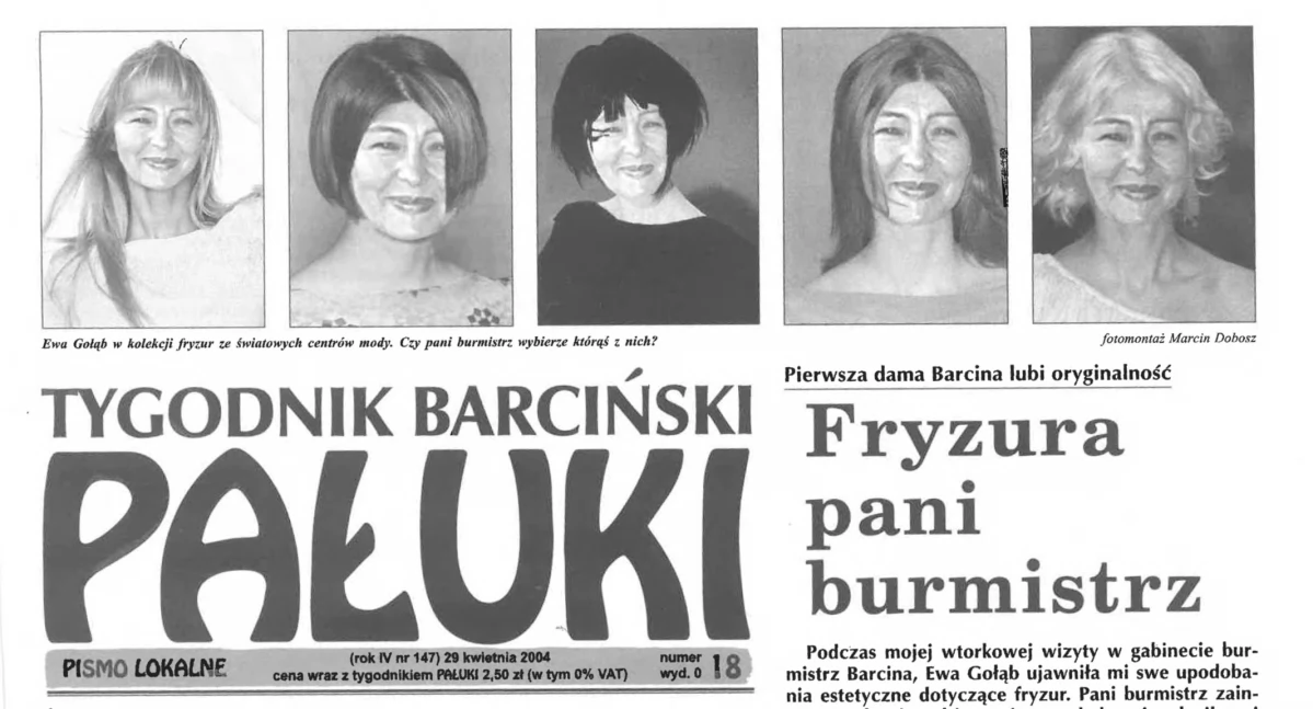 Polityka, podatki, decyzje • , Fryzura Burmistrz pierwsza Barcina oryginalność tekst - zdjęcie, fotografia