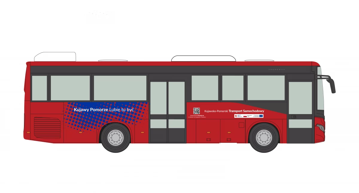 Wizualizacja autobusu hybrydowego, który będzie jeździł także pomiędzy Gnieznem a Bydgoszczą fot. materiały Urzędu Marszałkowskiego w Toruniu