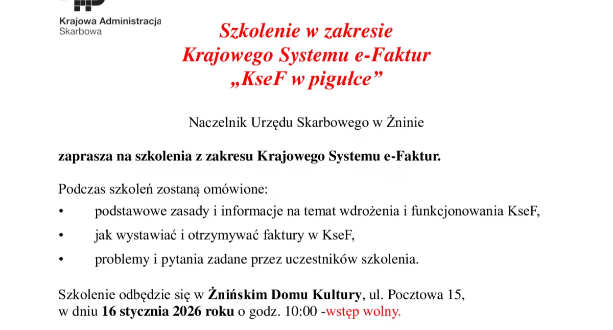 Artykuł promocyjny partnerów portalu, Szkolenie zakresie Krajowego Systemu Faktur - zdjęcie, fotografia