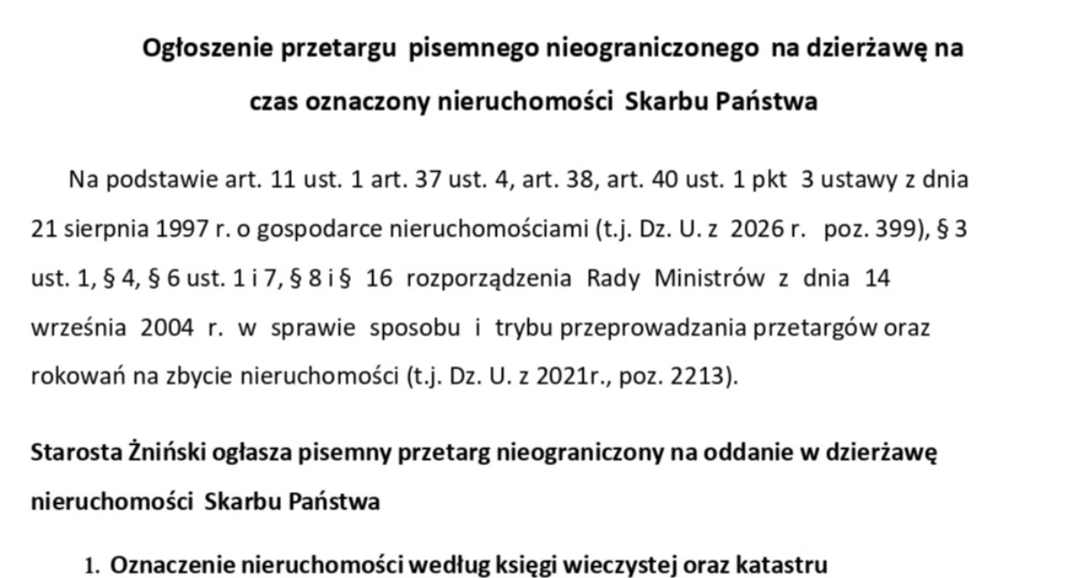 Ogłoszenia urzędów, Ogłoszenie przetargu pisemnego - zdjęcie, fotografia