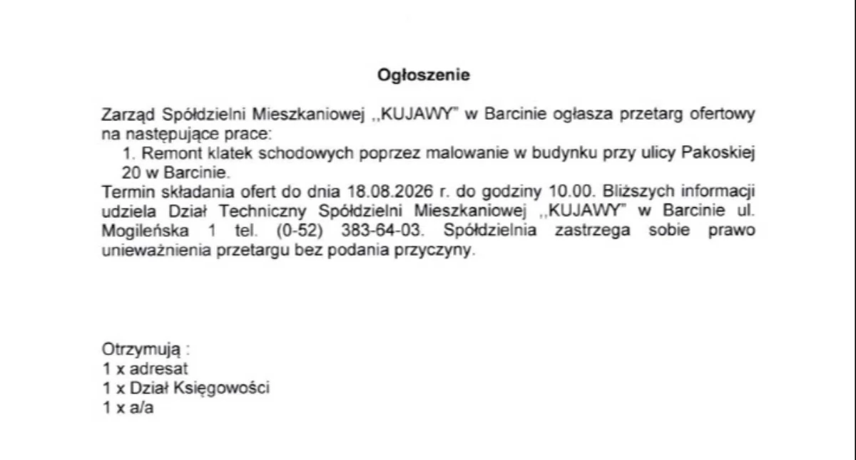 Ogłoszenia urzędów, Ogłoszenie przetargowe - zdjęcie, fotografia