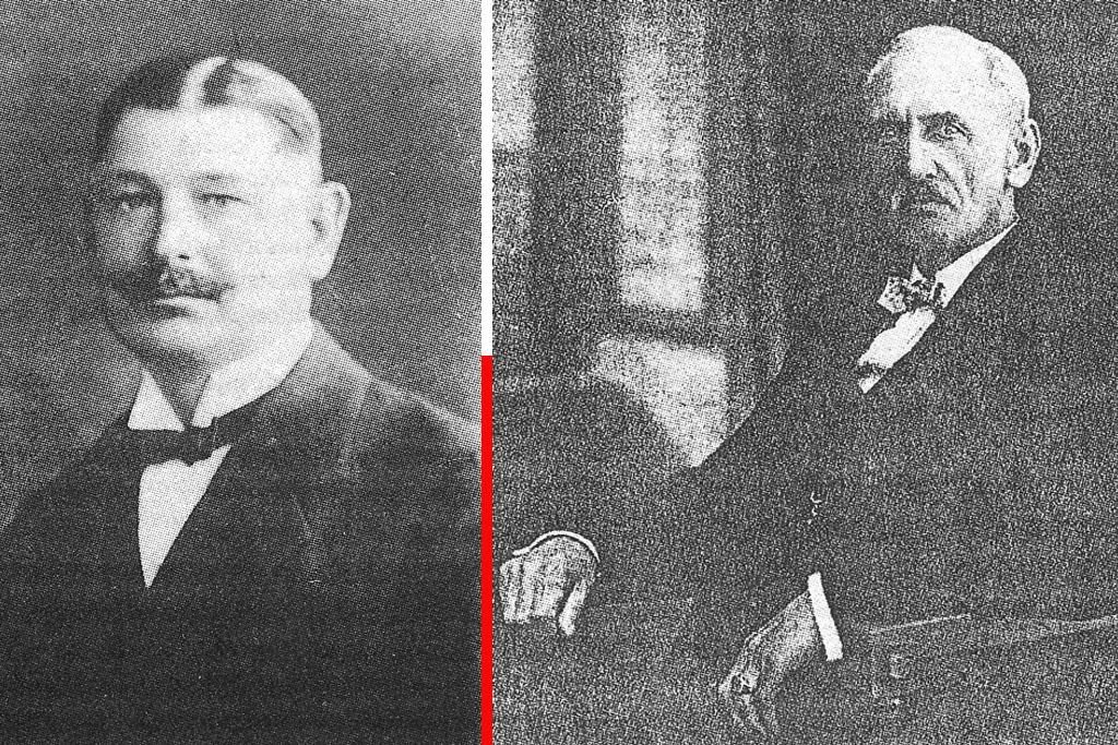 Franciszek Alwin, członek komitetu rewolucyjnego w listopadzie 1918 r., powstaniec wielkopolski, oraz Władysław Małek, pierwszy polski burmistrz Szubina, 1918r. 