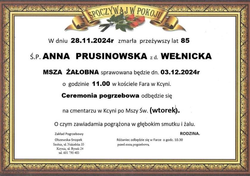 Anna Prusinowska z d. Wełnicka