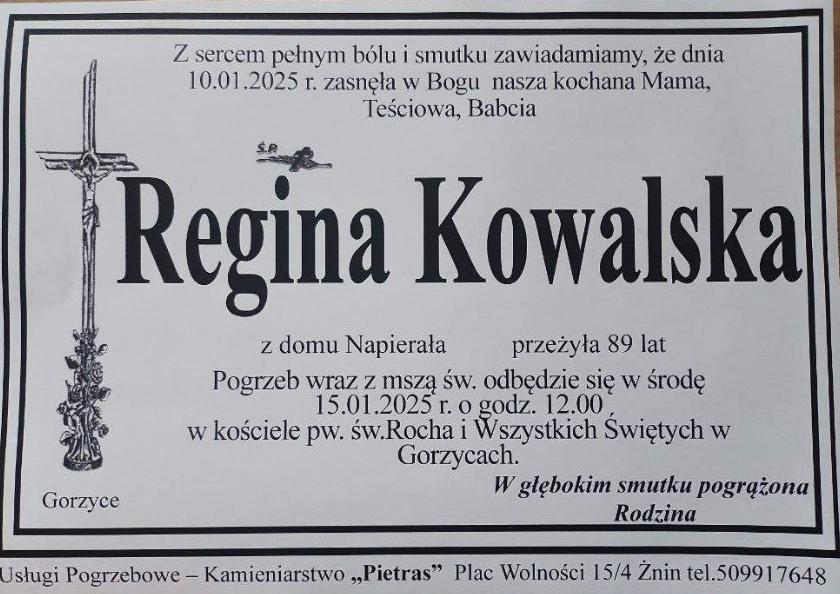 Regina Kowalska z domu Napierała
