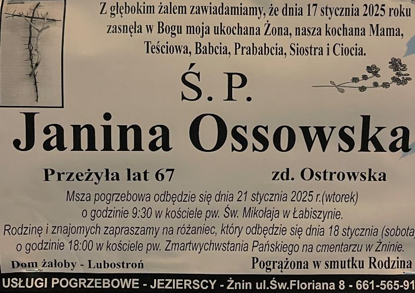 Janina Ossowska  z domu Ostrowska 