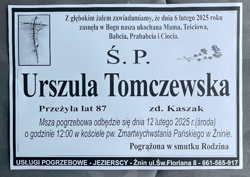Urszula  Tomczewska z domu Kaszak 