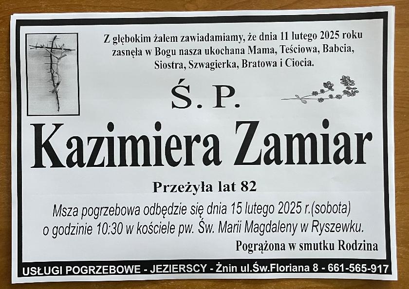Kazimiera  Zamiar 