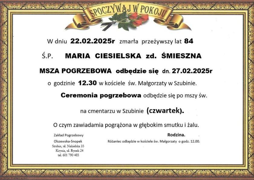 Maria Ciesielska z domu Śmieszna