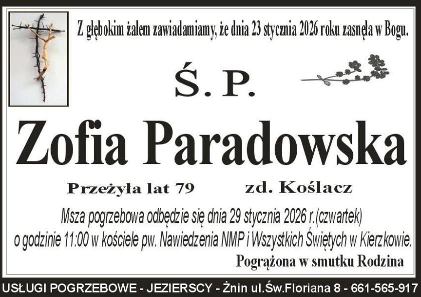 Zofia  Paradowska z domu Koślacz 