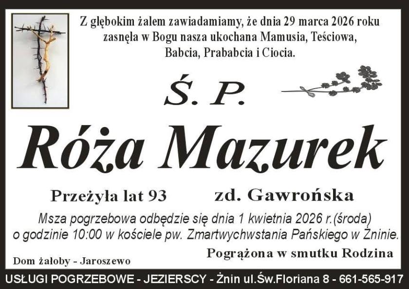 Róża Mazurek z domu Gawrońska 