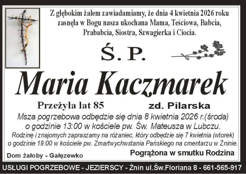 Maria  Kaczmarek z domu Pilarska 