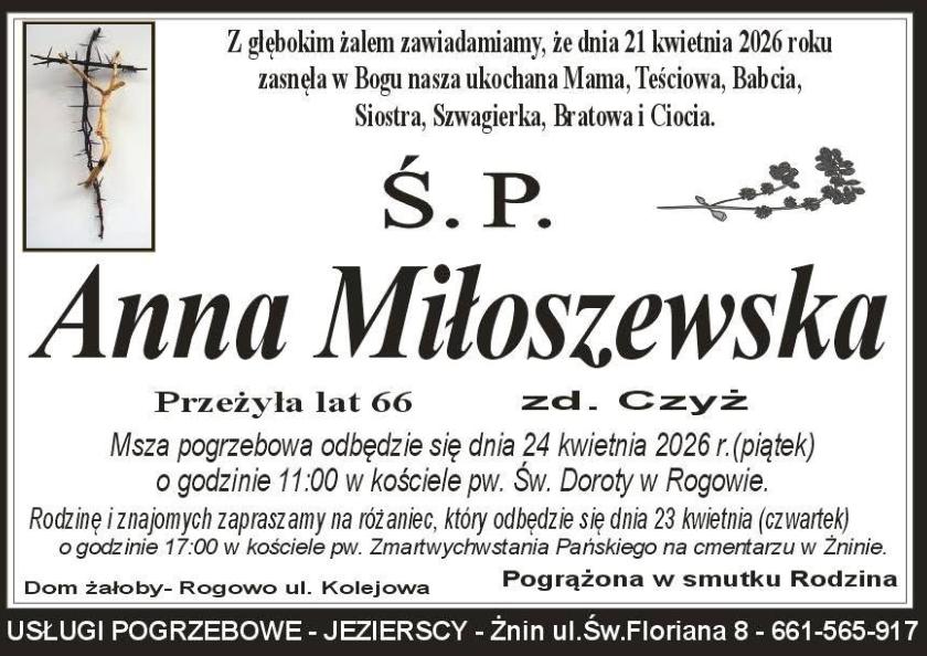 Anna Miłoszewska z domu Czyż