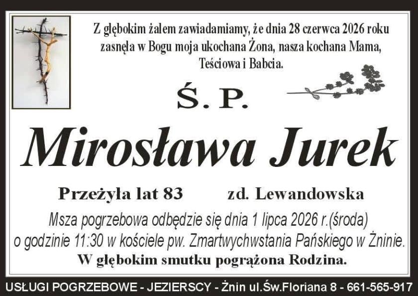 Mirosława  Jurek z domu Lewandowska 