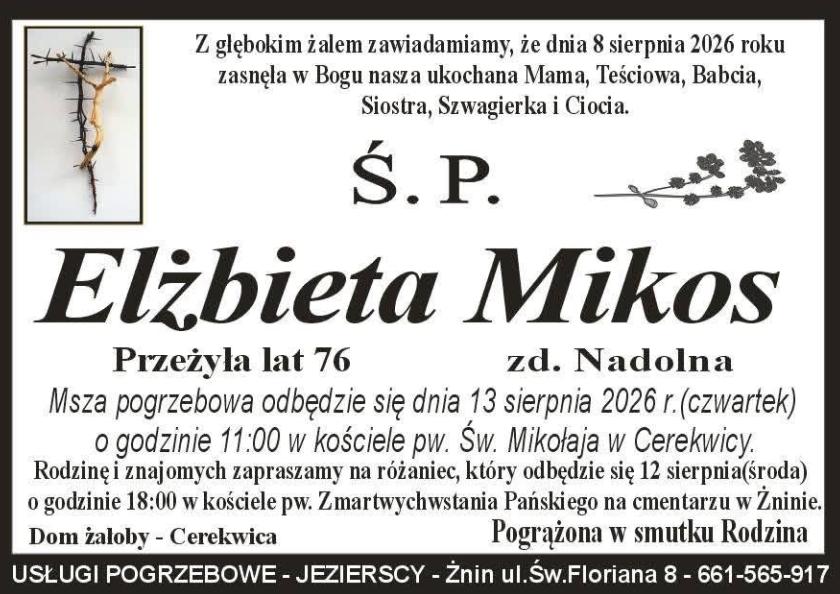 Elżbieta  Mikos z domu Nadolna 