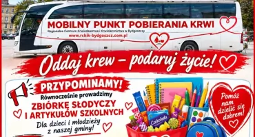 Przyłącz się do zbiórki artykułów szkolnych i słodyczy, którą organizuje żniński klub krwiodawców